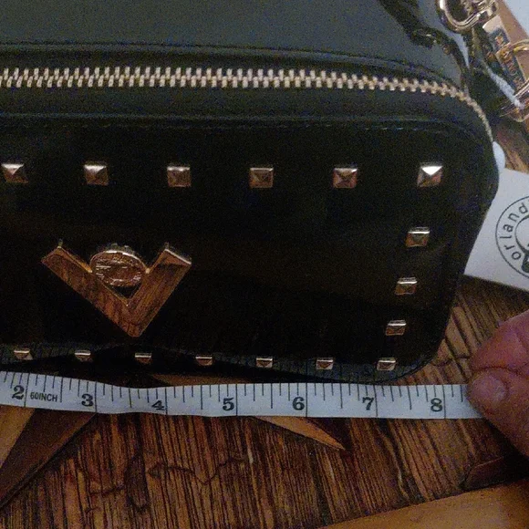 Valentino Black and Gold Studded Crossbody Bag - Picture 7 of 12
